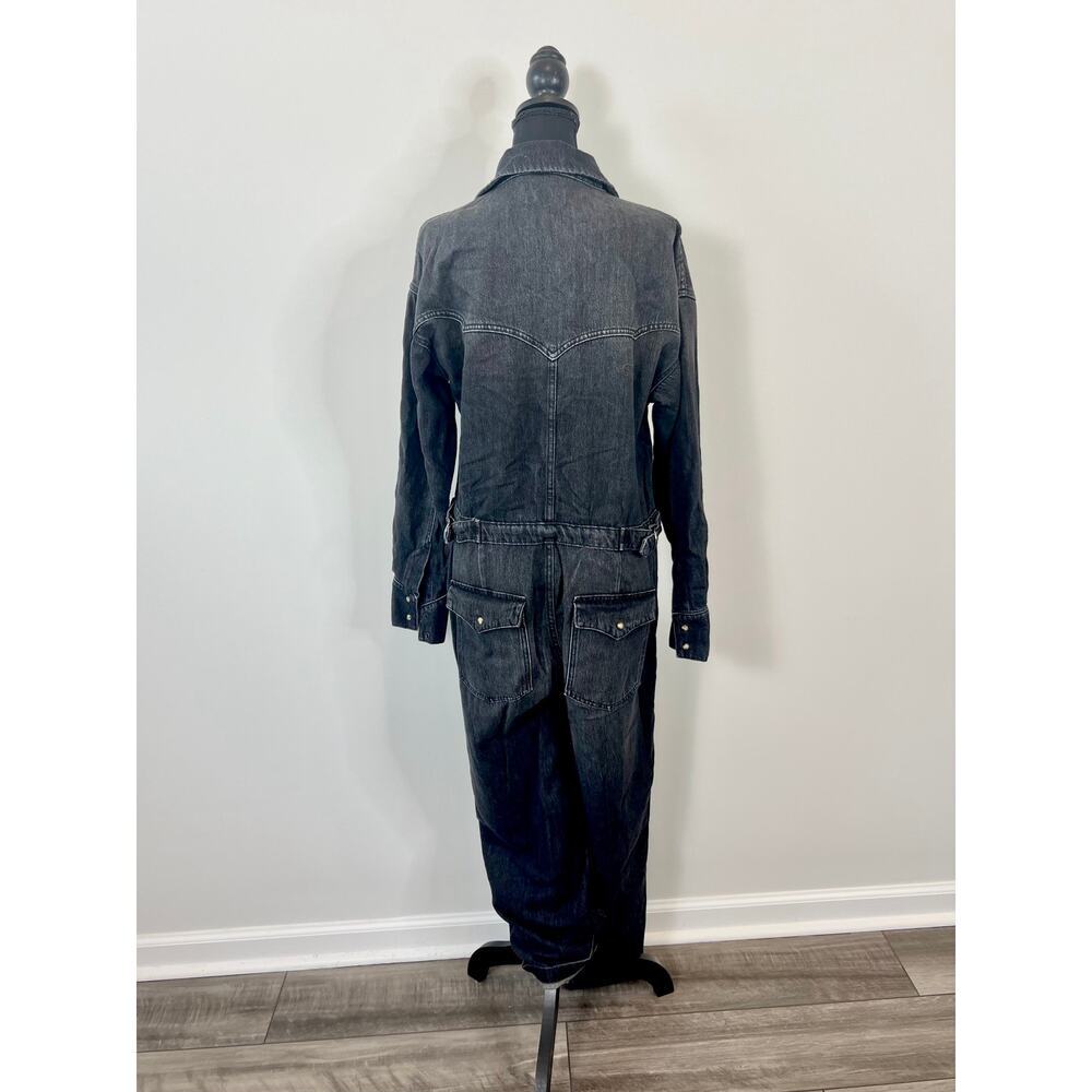 We The Free Free People Maris Denim Coverall in Blue Small Snap Front Pockets - Picture 3 of 6